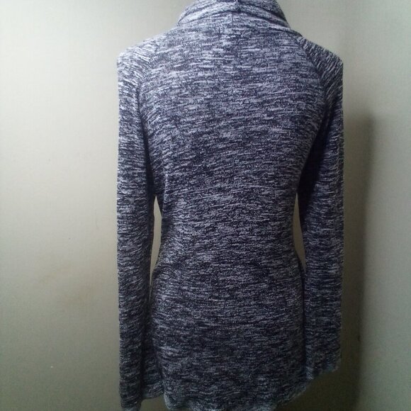 Miss Chievous Shirt Women S Long Sleeve Cowl Neck Lace Pocket Gray White - Picture 13 of 16